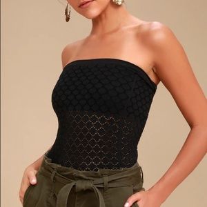 Free People Honey Textured Tube Top in Black